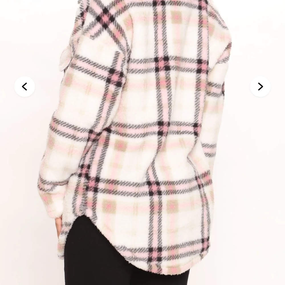 Fashion Nova women Plaid Jacket - Cream, Pink, and Black - Picture 4 of 4